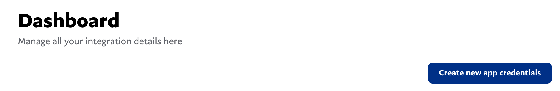 The Dashboard With The Create App Credentials Button To The Right